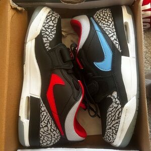 Jordan Kids Black Red and Blue Sneakers
